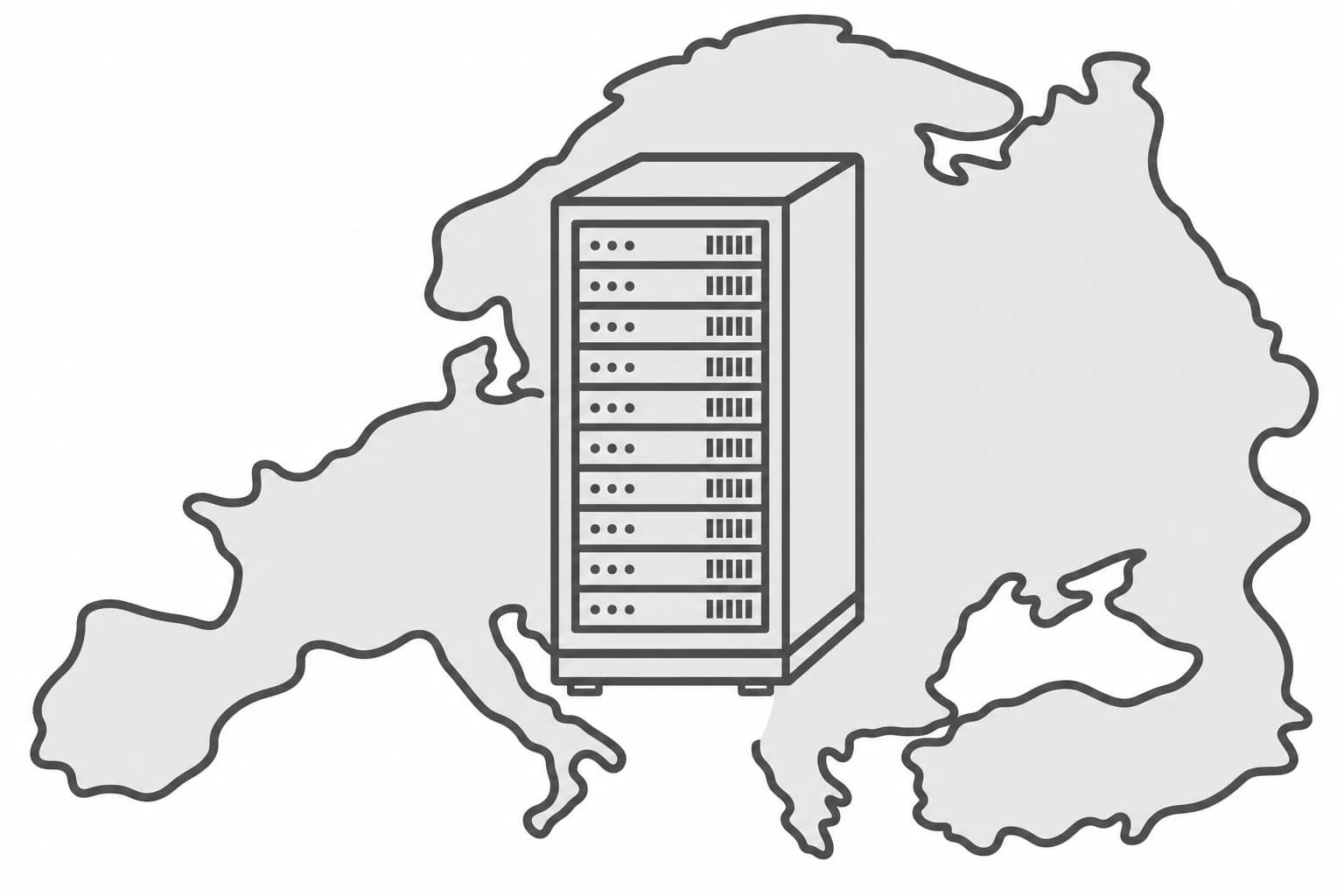 Un servidor al mig del mapa d'Europa, amb Andorra marcada.